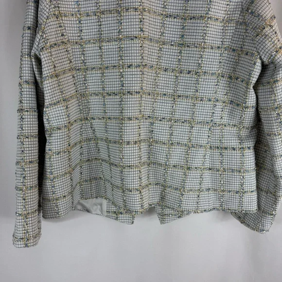 Rachel Zoe tweed blazer size: XL white and blue color With Gold Button - Picture 11 of 13